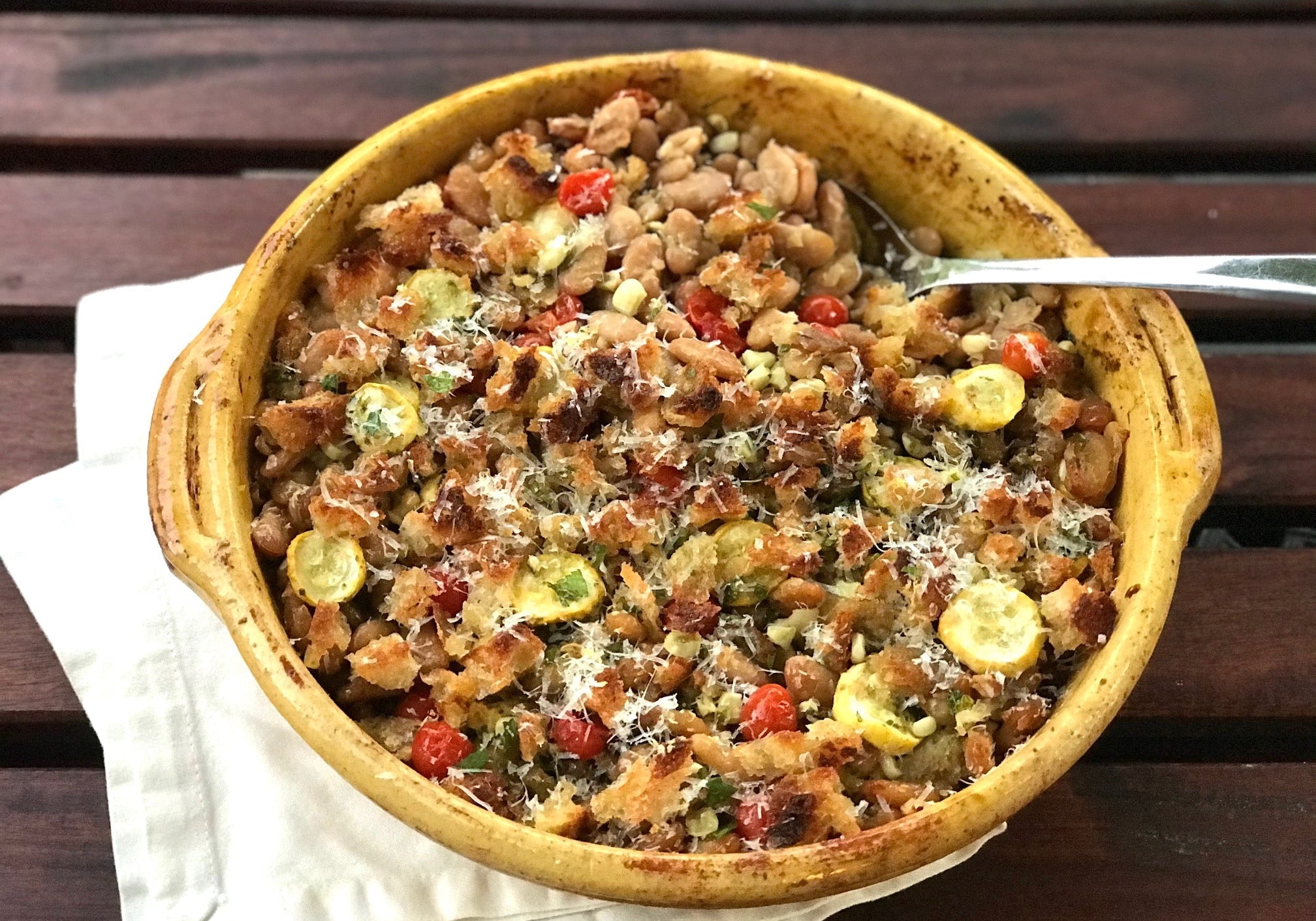 Baked Cassoulet Beans with Summer Squash & Corn - Rancho Gordo