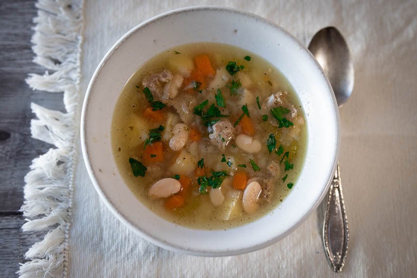 Bean, Sausage, and Root Vegetable Stew - Rancho Gordo