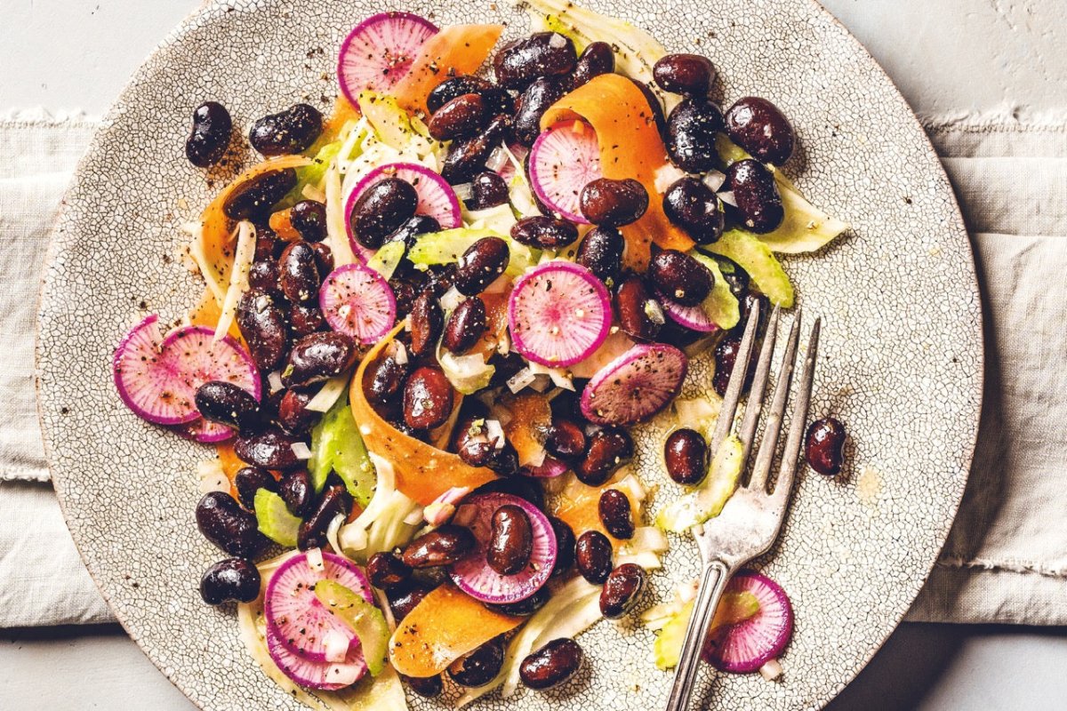 Black Bean Salad with Shaved Vegetables - Rancho Gordo