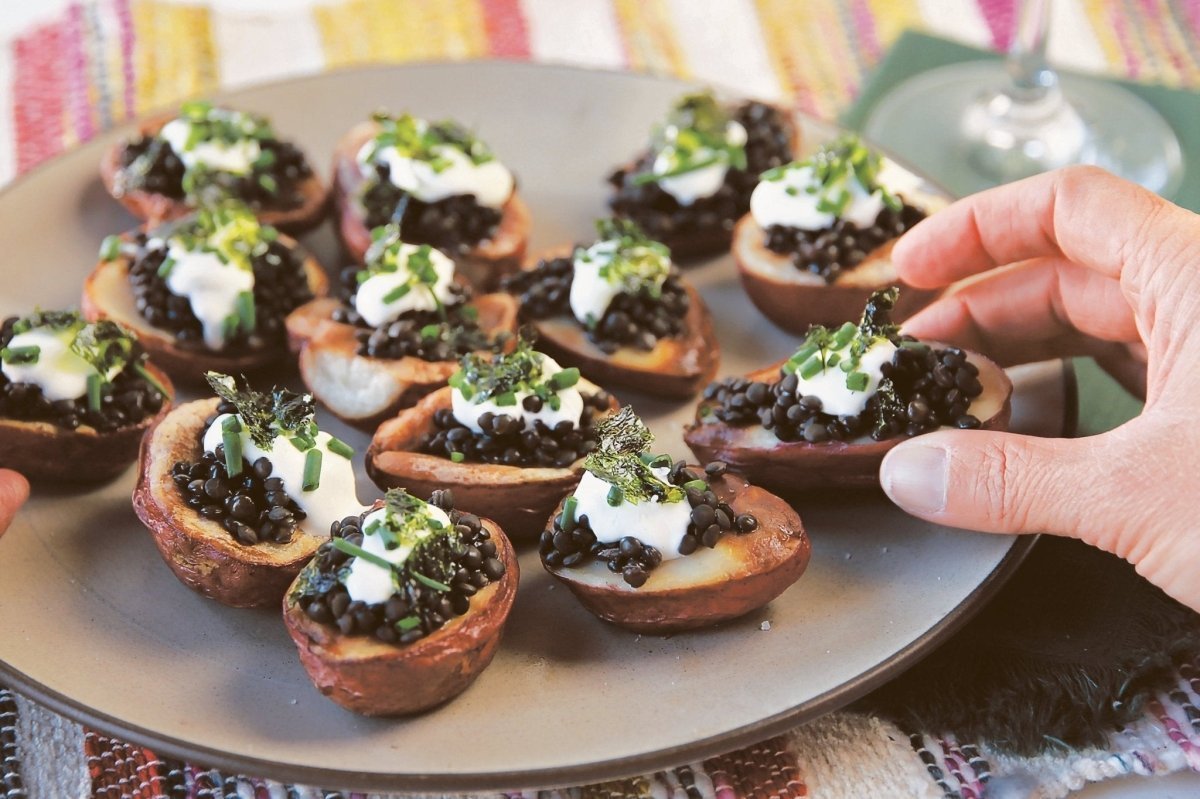 Black Caviar Lentils and Potatoes with Crème Fraîche - Rancho Gordo
