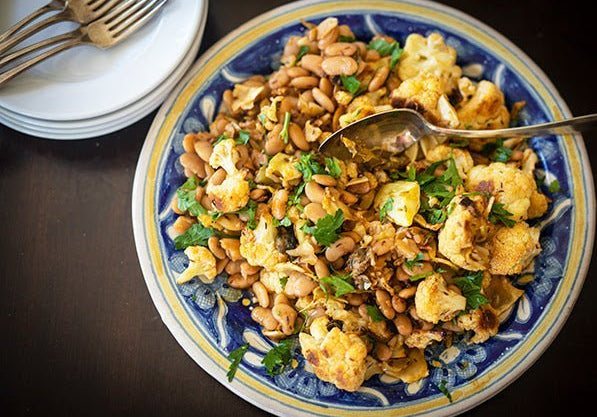 Cauliflower with Cassoulet Beans and Capers - Rancho Gordo