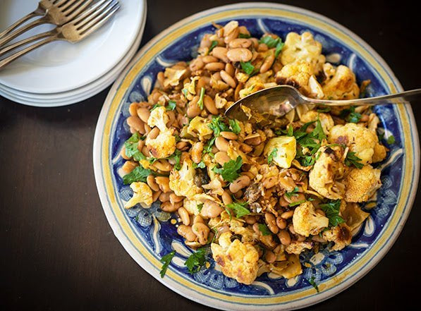 Cauliflower with Cassoulet Beans and Capers - Rancho Gordo