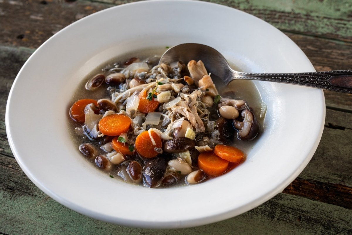 Chicken, Wild Rice, and Yellow Eye Soup in the Slow Cooker - Rancho Gordo