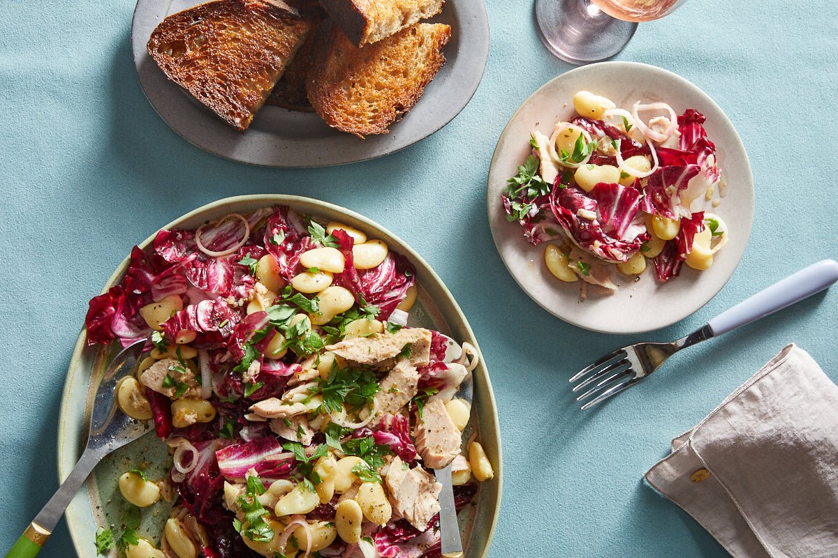 Colu Henry's Chicories with Tuna, Beans, and Old-School Italian Dressing - Rancho Gordo