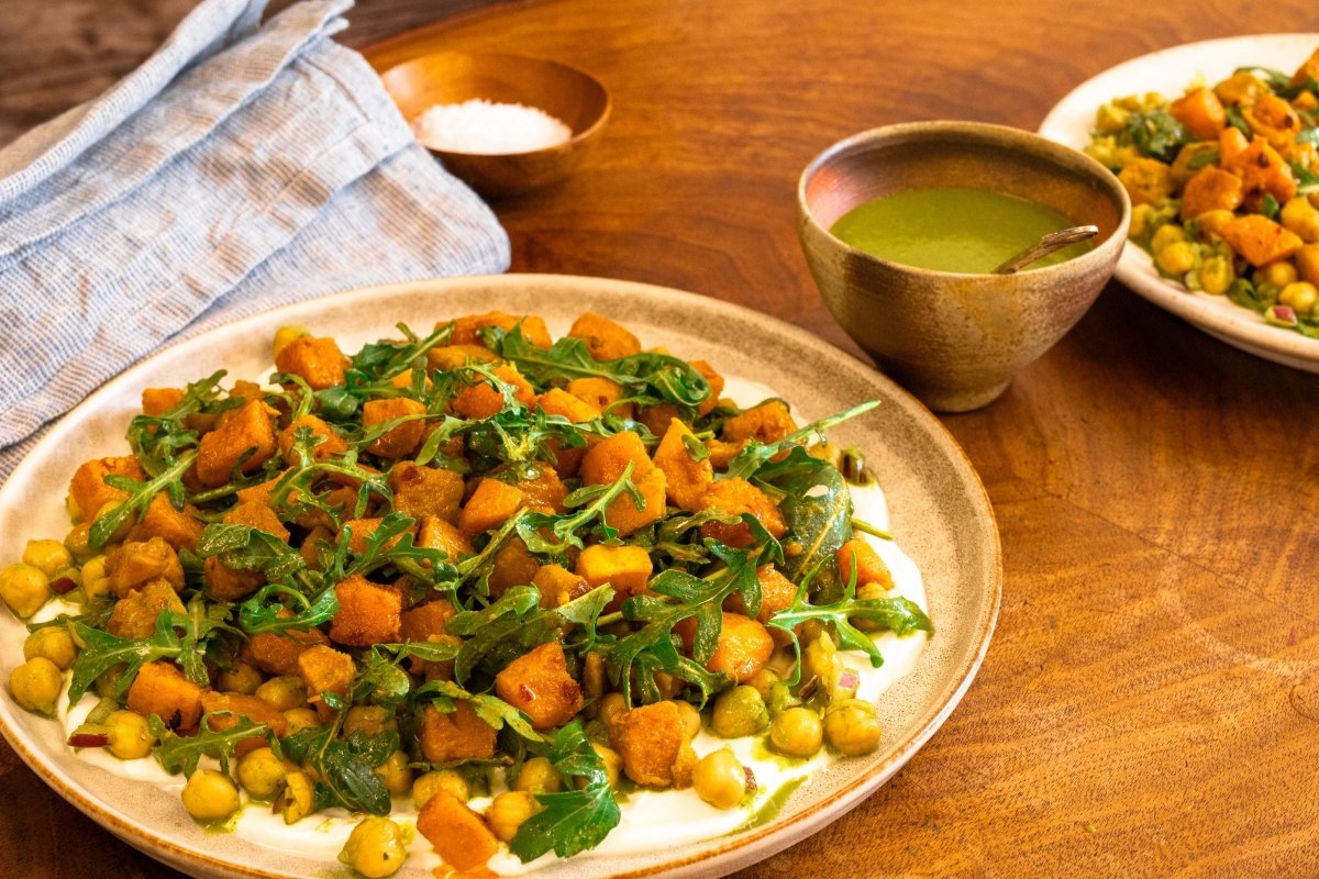 Emily Nunn's Spicy Butternut Squash Salad with Herbed Chickpeas and Labneh - Rancho Gordo
