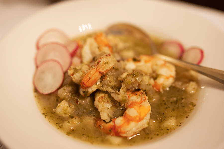 Green Chile Pozole with Shrimp - Rancho Gordo