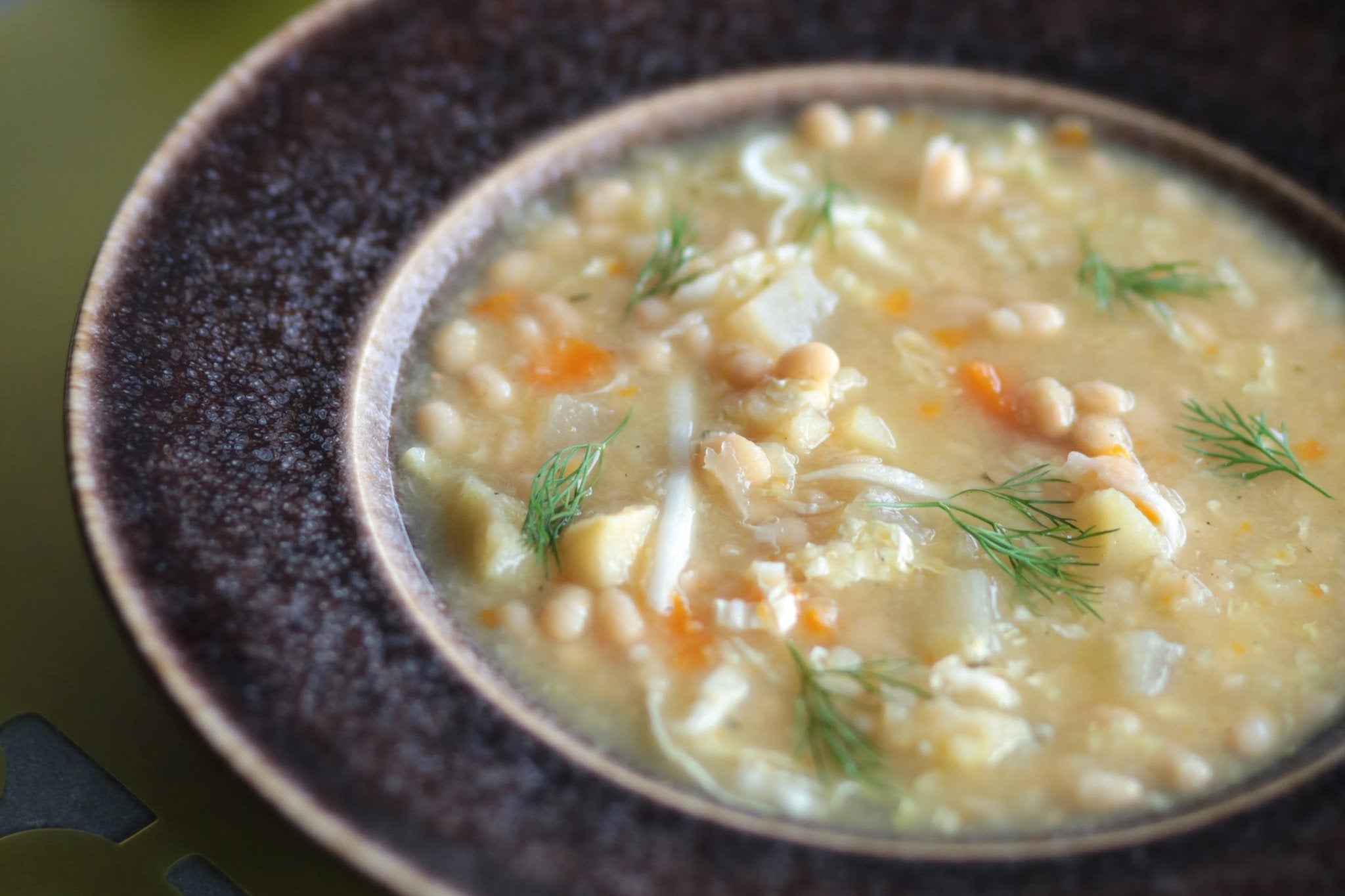 LEMONY BEAN & BRASSICA SOUP WITH NAPA CABBAGE & DILL - Rancho Gordo