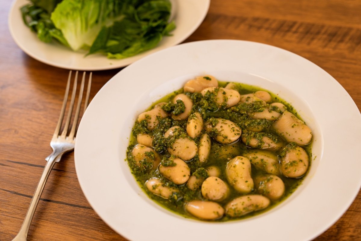 Royal Corona Beans with Pesto - Rancho Gordo