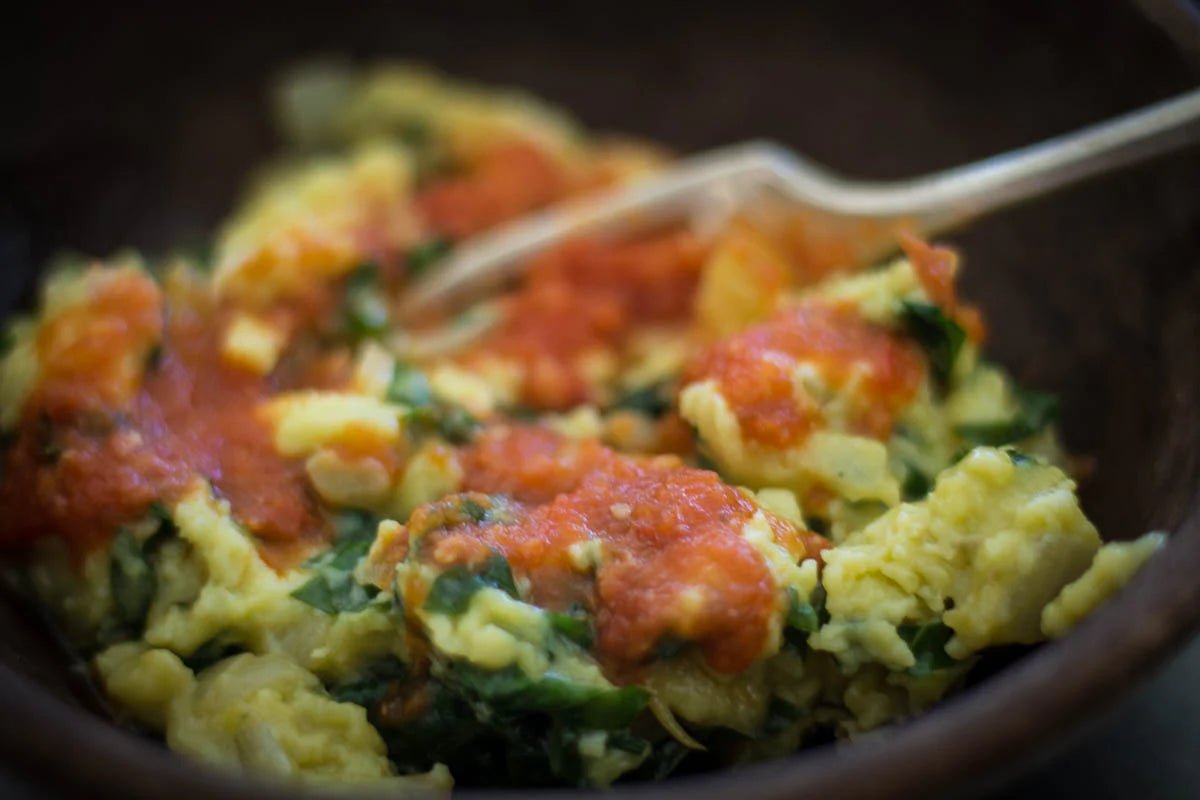 Scrambled Eggs with Chaya Leaves - Rancho Gordo