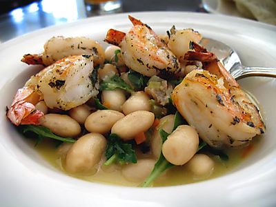 White Beans and Shrimp at Pizza Azzurro - Rancho Gordo