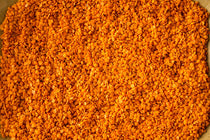 closeup of dried red lentils