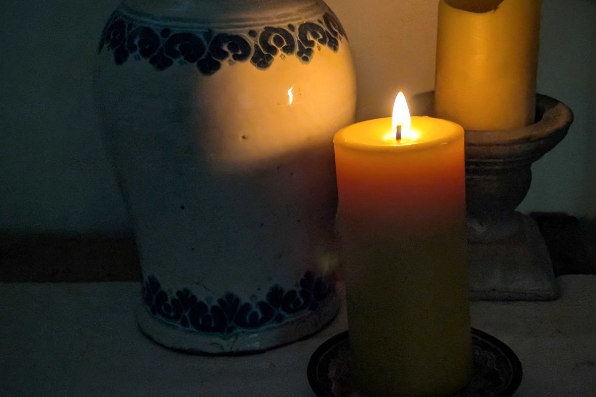 Bluecorn Beeswax Pillar Candle - Rancho Gordo